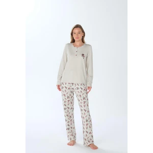 Kadın Büyük Beden Uzun Kol Bordo Pijama Takımı C4T9N3O7