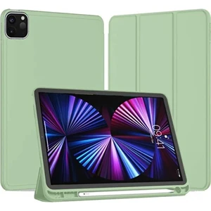Apple iPad Pro 11 2022 4.nesil M2 Çipli Kılıf Yatay Standlı Uyku Modlu Kalem Bölmeli Arkası Silikon Smart Kılıf (Model A2759,A2435,A2761)