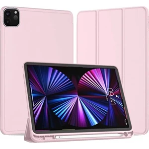 Apple iPad Pro 11 2021 3.nesil M1 Çipli Kılıf Yatay Standlı Uyku Modlu Kalem Bölmeli Arkası Silikon Smart Kılıf (Model A2377,A2459/01)