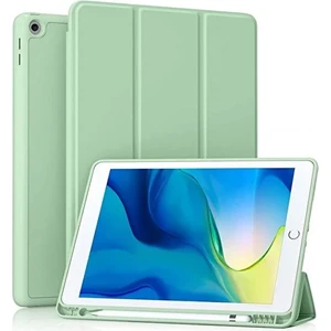 Apple iPad 10.2 7.nesil Kılıf Yatay Standlı Uyku Modlu Kalem Bölmeli Arkası Silikon Smart Kılıf (Model A2200,A2198)