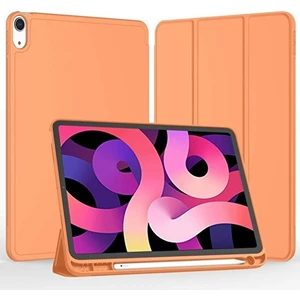 Apple iPad Air 5 10.9 2022 Kılıf Yatay Standlı Uyku Modlu Kalem Bölmeli Arkası Silikon Smart Kılıf (Model A2588,A2589,A2591)