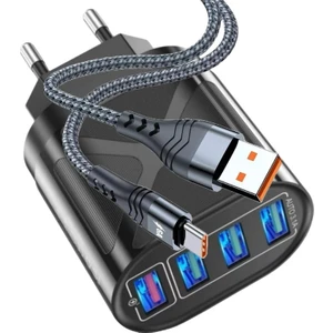 Z7 Şarj Adaptörü 4 Port +J16 Type-C 6A/66W Şarj Kablosu -3mt