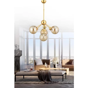Istanbul Avize Larin 4'lü Gold Sarı Glop Camlı Avize