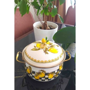 Miss Betty Limon 4 Litre Emaye Tencere Süt Yoğurt Güveç Çorba Tenceresi