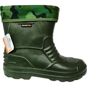 Haki Çoraplı Eva Ultra Hafif Poli Taban Kısa Yağmur Çizmesi