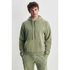 Jude Yeşil Kapüşonlu Nakışlı Standard Fit Erkek Sweatshirt