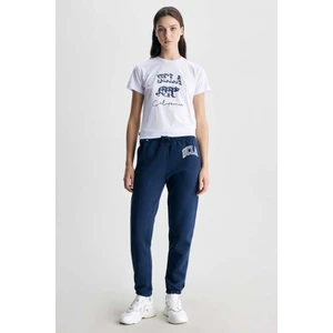 JULES Lacivert Rahat Paça Nakışlı Şardonlu Standard Fit Kadın Eşofman Alt