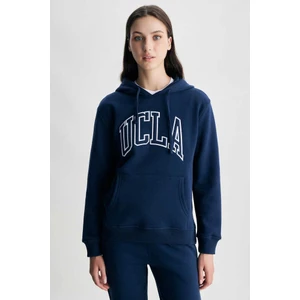 RILEY Lacivert Kapüşonlu Nakışlı Şardonlu Standard Fit Kadın Sweatshirt