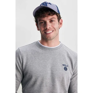 Valley Gri Bisiklet Yaka Baskılı Standard Fit Erkek Sweatshirt