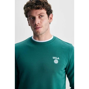 Valley Yeşil Bisiklet Yaka Baskılı Standard Fit Erkek Sweatshirt