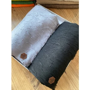 Nil Butik Siyah Gri Shawl Secret 2 Li Bambu Kraş Şal