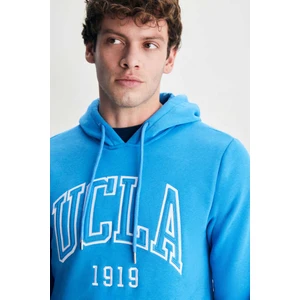Jepsen Mavi Kapüşonlu Nakışlı Standard Fit Erkek Sweatshirt