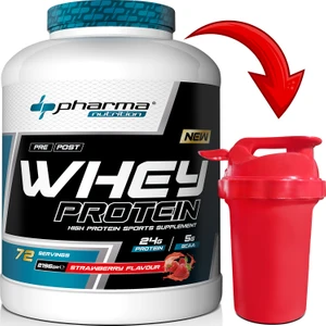 Whey Protein 2196 gr Çilek Aromalı Protein Tozu 24 Gram Protein 72 Servis
