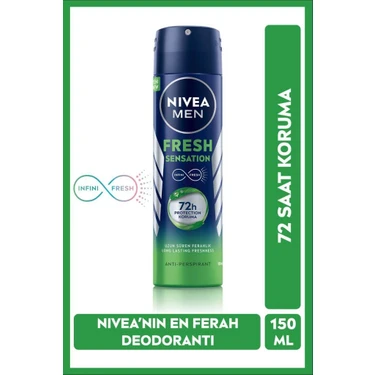 Nivea Men Fresh Sensation Sprey Deodorant 150 ml 72 Saat Anti - Perspirant Koruma Uzun Süren