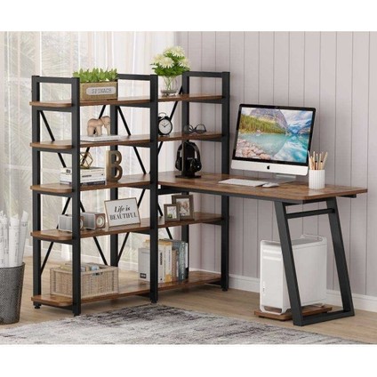 Şık Tasarım Kitaplıklı Çalışma Masası