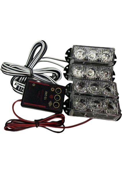 Çakar Lamba 3X4 Led Kırmızı Mavi 12 - 24V Lapa534 - 3