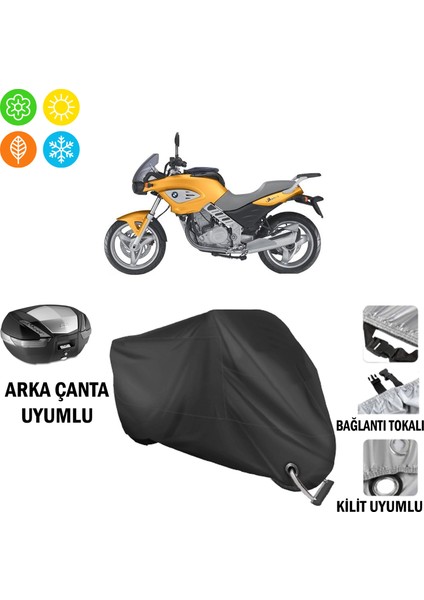 Bmw F 650 Cs Motosiklet Brandası Arka Çanta, Tokalı ve Kilit Uyumlu Siyah