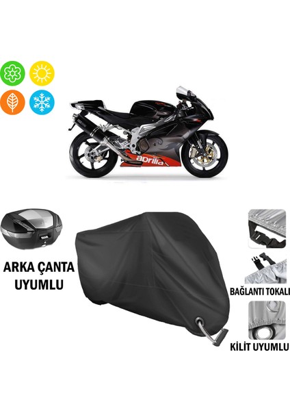 Aprilia Rsv 1000R Motosiklet Brandası Arka Çanta, Tokalı ve Kilit Uyumlu Siyah