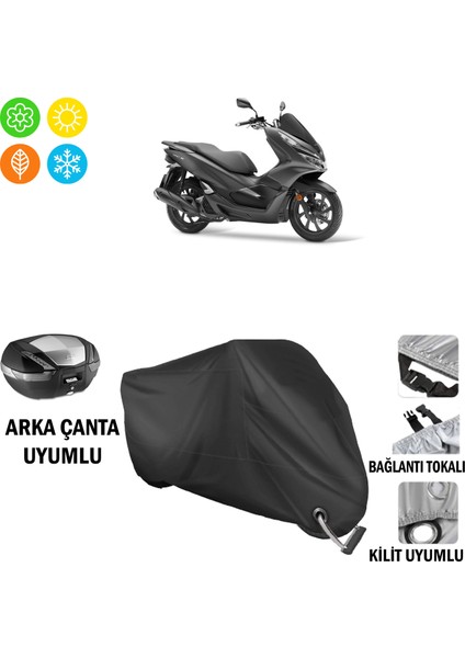 Honda Pcx 125 Motosiklet Brandası Arka Çanta, Tokalı ve Kilit Uyumlu Siyah