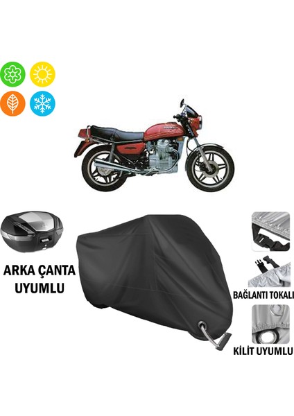 Honda Cx 500 Motosiklet Brandası Arka Çanta, Tokalı ve Kilit Uyumlu Siyah