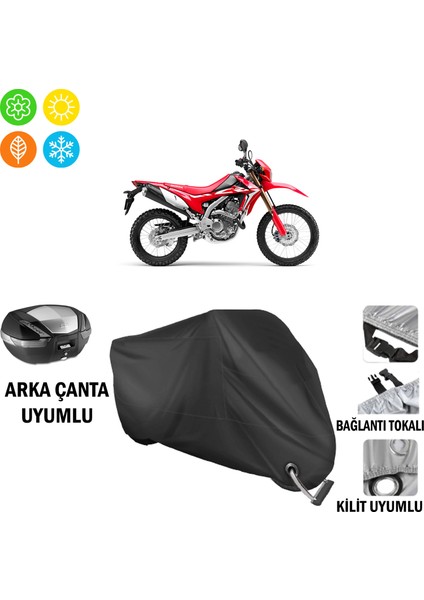 Honda Crf 250L Motosiklet Brandası Arka Çanta, Tokalı ve Kilit Uyumlu Siyah