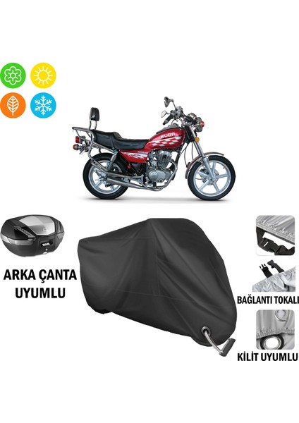Kuba KB150-9 Motosiklet Brandası Arka Çanta, Tokalı ve Kilit Uyumlu Siyah