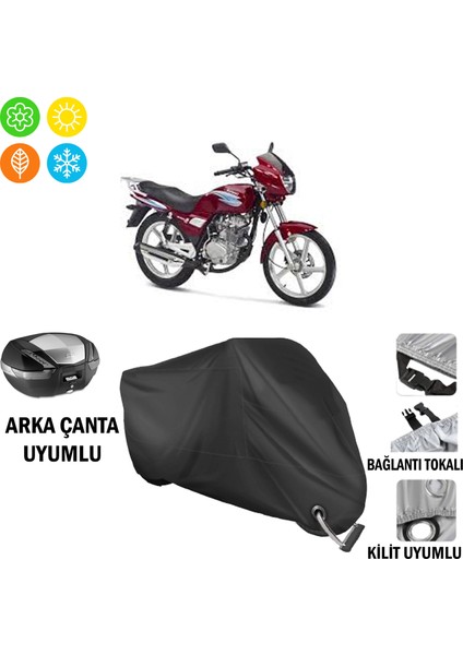 Kanuni Windys 150 Lx Motosiklet Brandası Arka Çanta, Tokalı ve Kilit Uyumlu Siyah