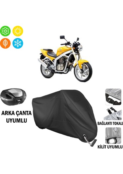 Hyosung Gt 650 x Motosiklet Brandası Arka Çanta, Tokalı ve Kilit Uyumlu Siyah