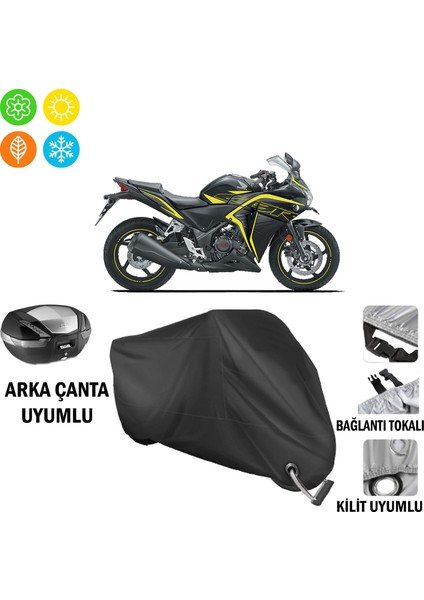 Honda Cbr 250R Motosiklet Brandası Arka Çanta, Tokalı ve Kilit Uyumlu Siyah