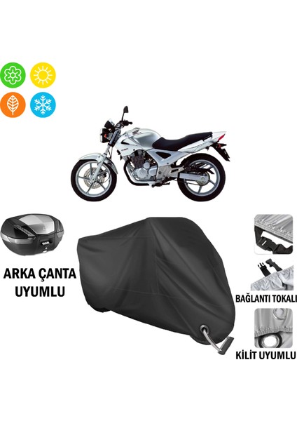 Honda Cbf 250 Motosiklet Brandası Arka Çanta, Tokalı ve Kilit Uyumlu Siyah