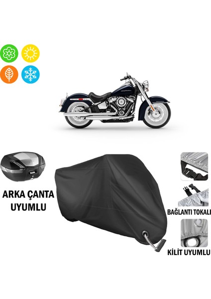 Harley-Davidson Softail serisi Motosiklet Branda Arka Çanta, Tokalı ve Kilit Uyumlu Siyah