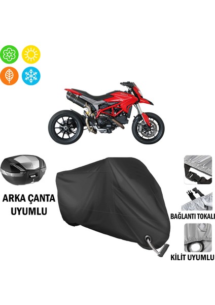 Ducati Hypermotard 796 Motosiklet Brandası Arka Çanta, Tokalı ve Kilit Uyumlu Siyah