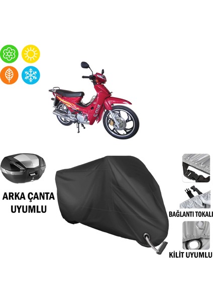 Çelik Motor Xgj 100-7 Motosiklet Brandası Arka Çanta, Tokalı ve Kilit Uyumlu Siyah