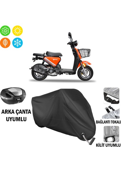 Yuki QM50QT-6E Snoopy Motosiklet Brandası Arka Çanta, Tokalı ve Kilit Uyumlu Siyah