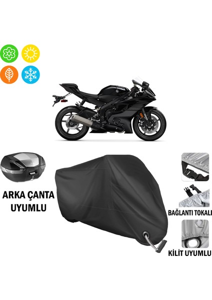 Yamaha Yzf R6 Motosiklet Brandası Arka Çanta, Tokalı ve Kilit Uyumlu Siyah