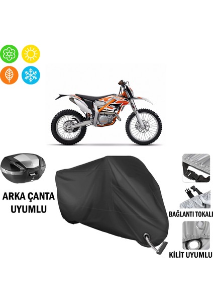 Ktm 250 Freeride R Motosiklet Brandası Arka Çanta, Tokalı ve Kilit Uyumlu Siyah