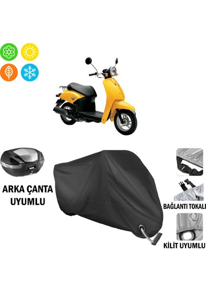 Honda Today 50 Motosiklet Brandası Arka Çanta, Tokalı ve Kilit Uyumlu Siyah