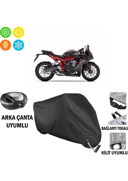 Honda Cbr 650 F Motosiklet Brandası Arka Çanta, Tokalı ve Kilit Uyumlu Siyah