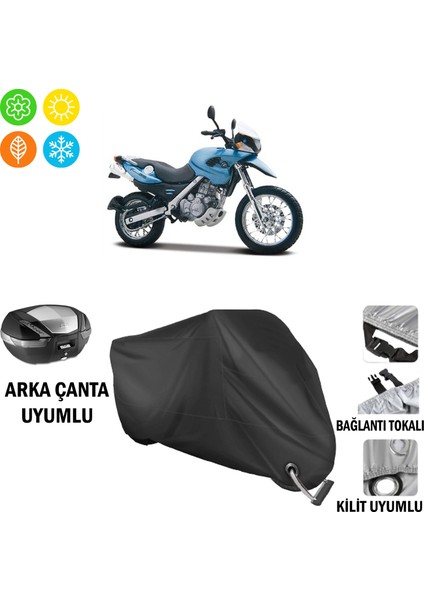 Bmw F 650 Gs Motosiklet Brandası Arka Çanta, Tokalı ve Kilit Uyumlu Siyah