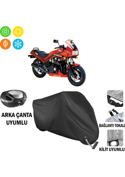 Honda Cbx 750 Motosiklet Brandası Arka Çanta, Tokalı ve Kilit Uyumlu Siyah