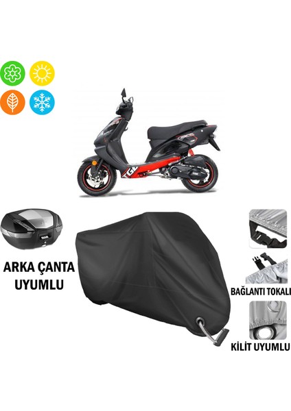 Tgb X-Race 125 Motosiklet Brandası Arka Çanta, Tokalı ve Kilit Uyumlu Siyah