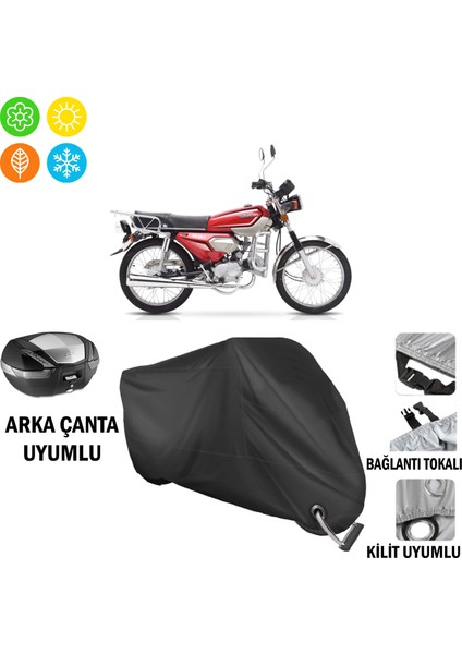 Falcon Attack 50 Motosiklet Brandası Arka Çanta, Tokalı ve Kilit Uyumlu Siyah