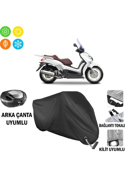 Yamaha X-City 250 Motosiklet Brandası Arka Çanta, Tokalı ve Kilit Uyumlu Siyah