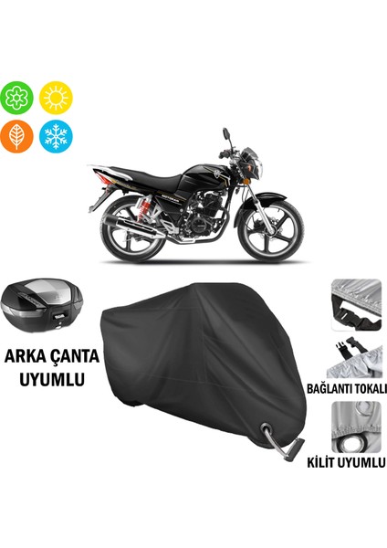 Asya Ultra 150 Motosiklet Brandası Arka Çanta, Tokalı ve Kilit Uyumlu Siyah