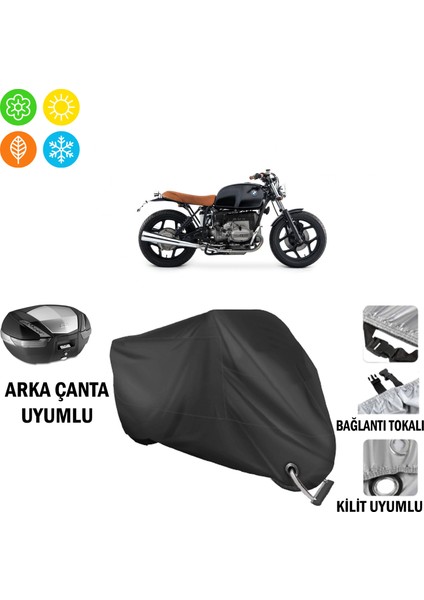 Bmw R 65 Motosiklet Brandası Arka Çanta, Tokalı ve Kilit Uyumlu Siyah