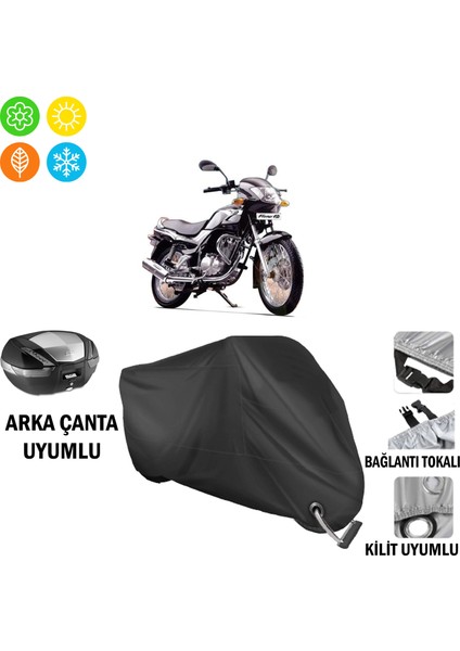 Tvs Fiero F2 Motosiklet Brandası Arka Çanta, Tokalı ve Kilit Uyumlu Siyah