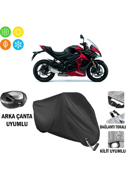 Suzuki Gsx 1000 Fa Motosiklet Brandası Arka Çanta, Tokalı ve Kilit Uyumlu Siyah