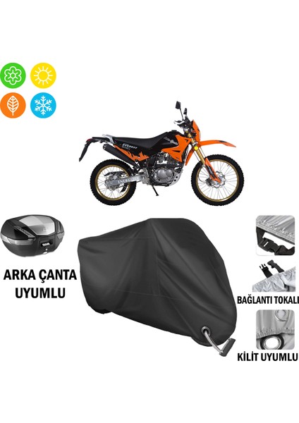 Rmg Everest Motosiklet Brandası Arka Çanta, Tokalı ve Kilit Uyumlu Siyah