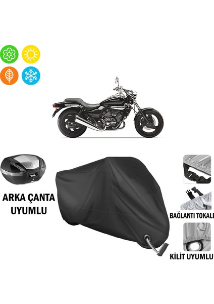 Kawasaki El 250 Motosiklet Brandası Arka Çanta, Tokalı ve Kilit Uyumlu Siyah