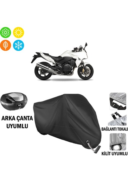 Honda Cbf 1000 Motosiklet Brandası Arka Çanta, Tokalı ve Kilit Uyumlu Siyah